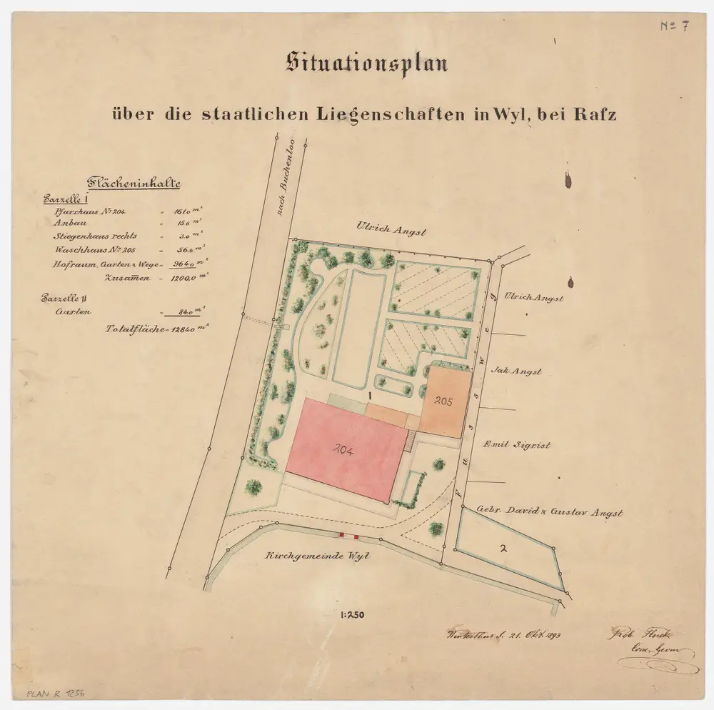 Wil: Pfarrhaus und Umgebung; Grundriss (Nr. 7)