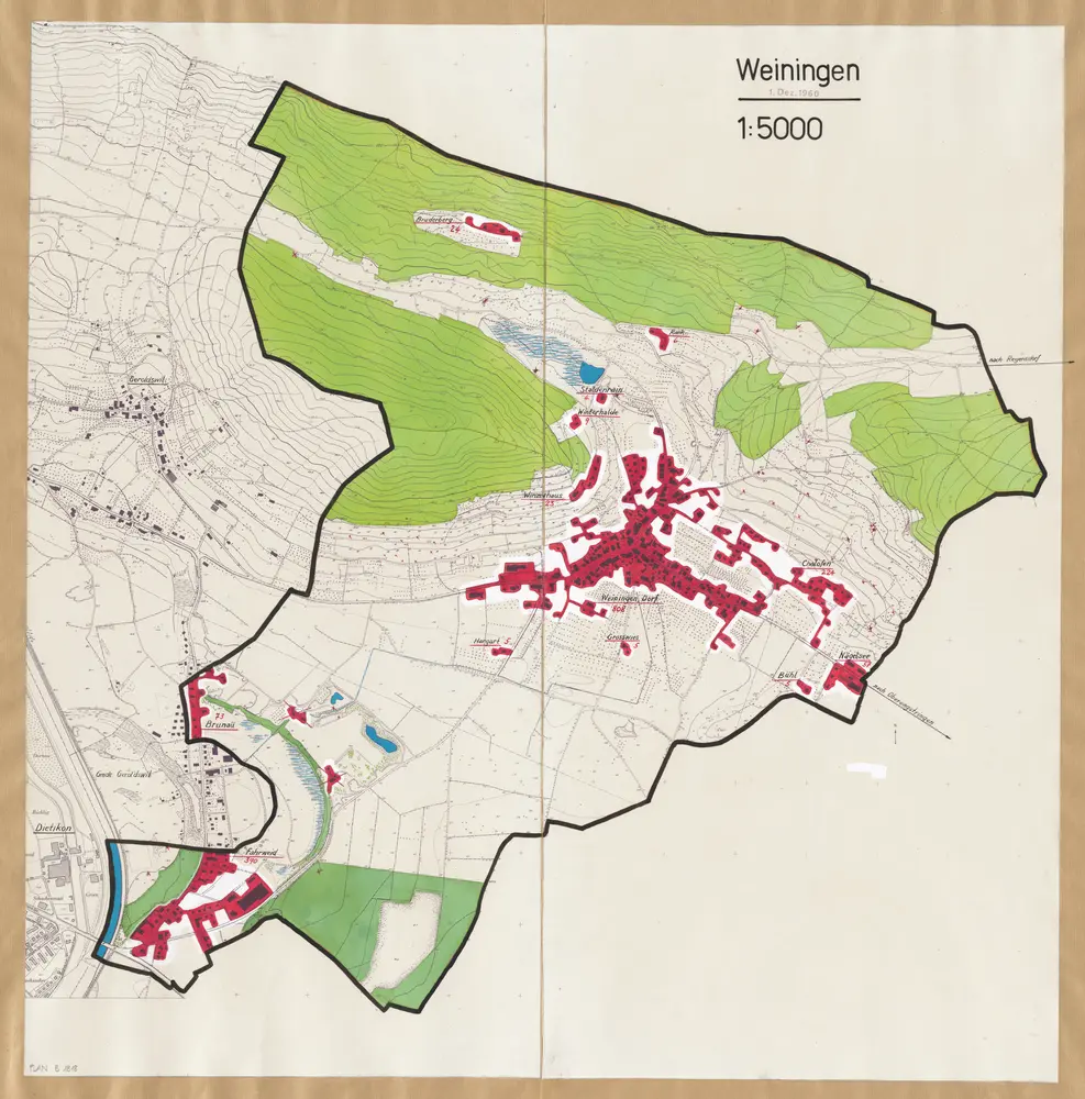 Weiningen: Definition der Siedlungen für die eidgenössische Volkszählung am 01.12.1960; Siedlungskarte Nr. 12