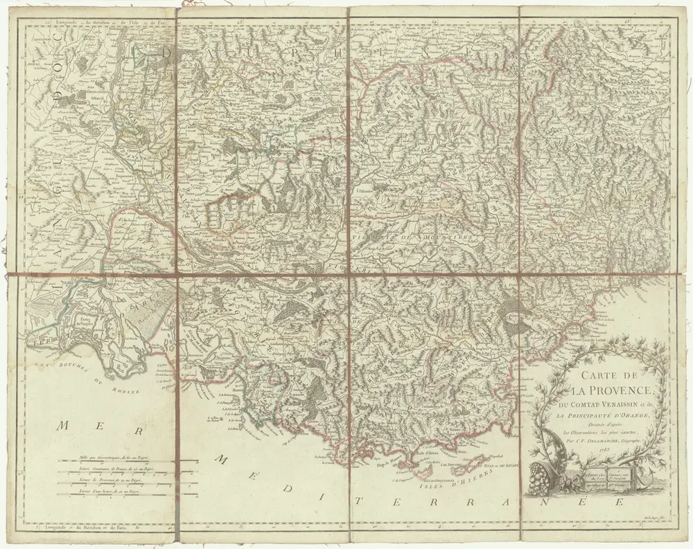 Carte de la Provence du comtat Venaissin et de la principauté d'Orange