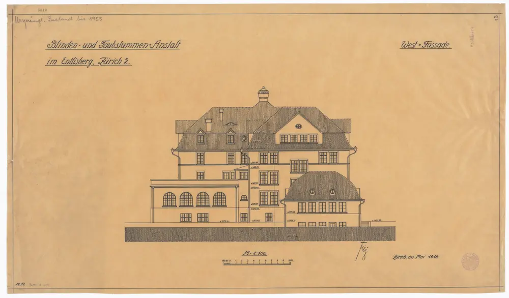 Blinden- und Taubstummenanstalt Entlisberg: Westansicht