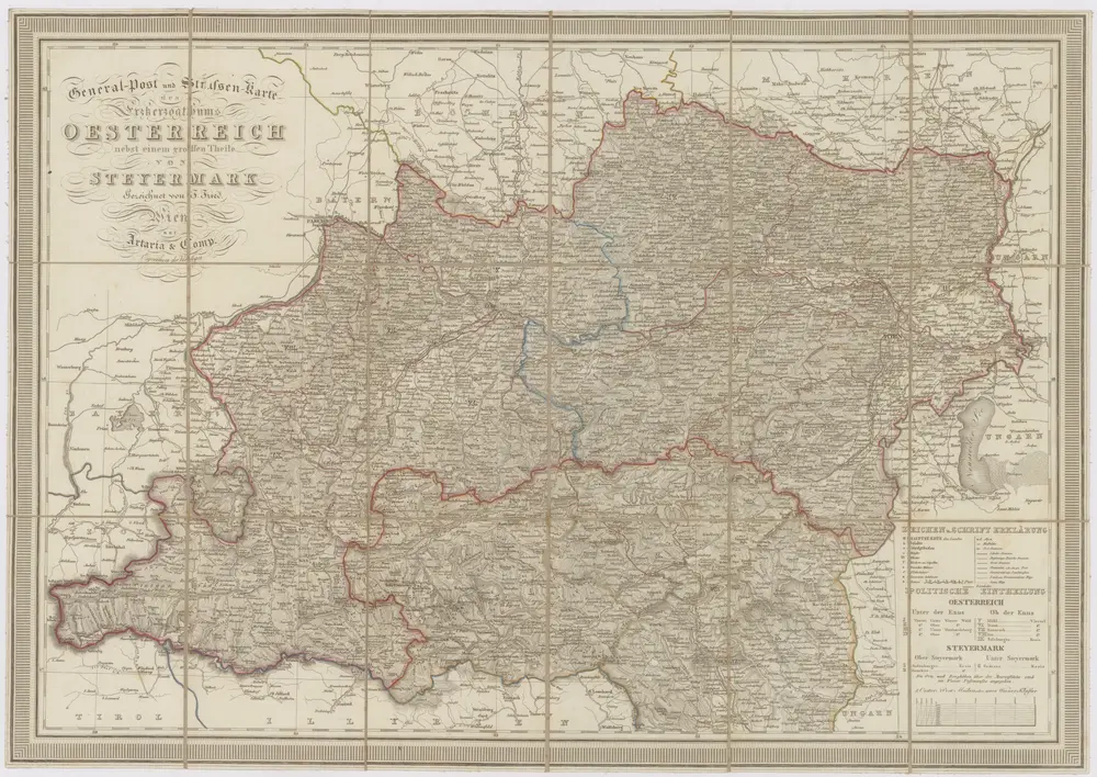 General- Post und Strassen-Karte des Erzherzogthums Oesterreich