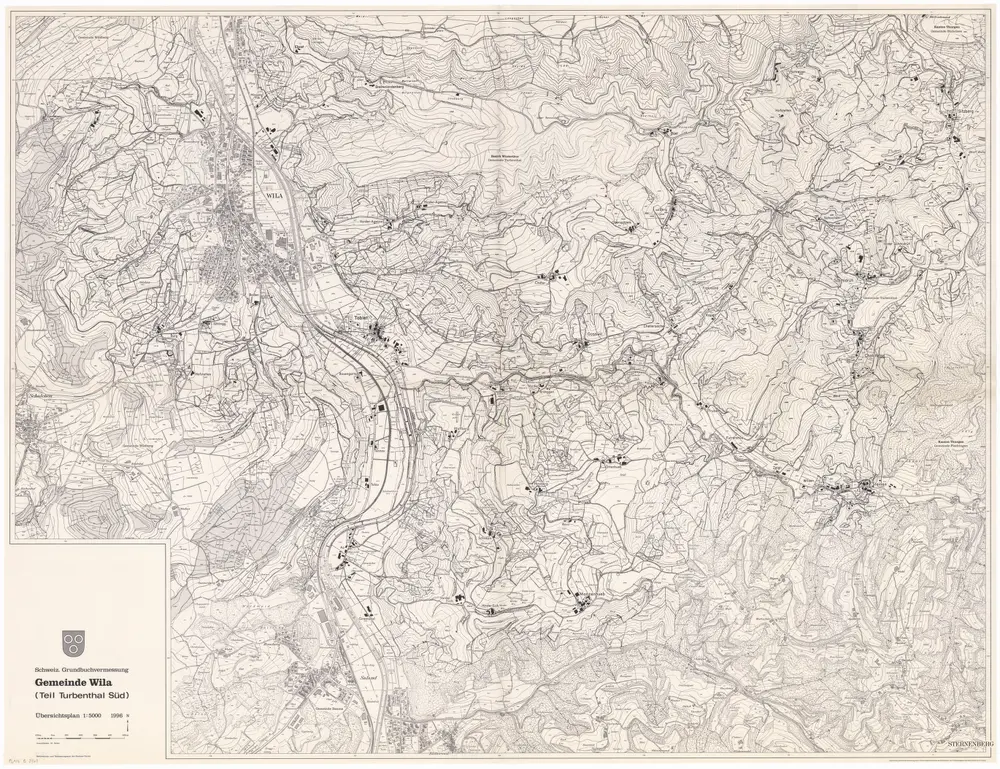 Turbenthal, Wila: Südlicher Teil der Gemeinde Turbenthal und Gemeinde Wila; Übersichtsplan (Schweizerische Grundbuchvermessung)