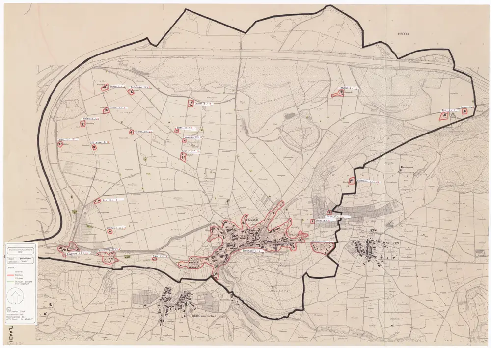 Flaach: Definition der Siedlungen für die eidgenössische Volkszählung am 01.12.1970; Siedlungskarte