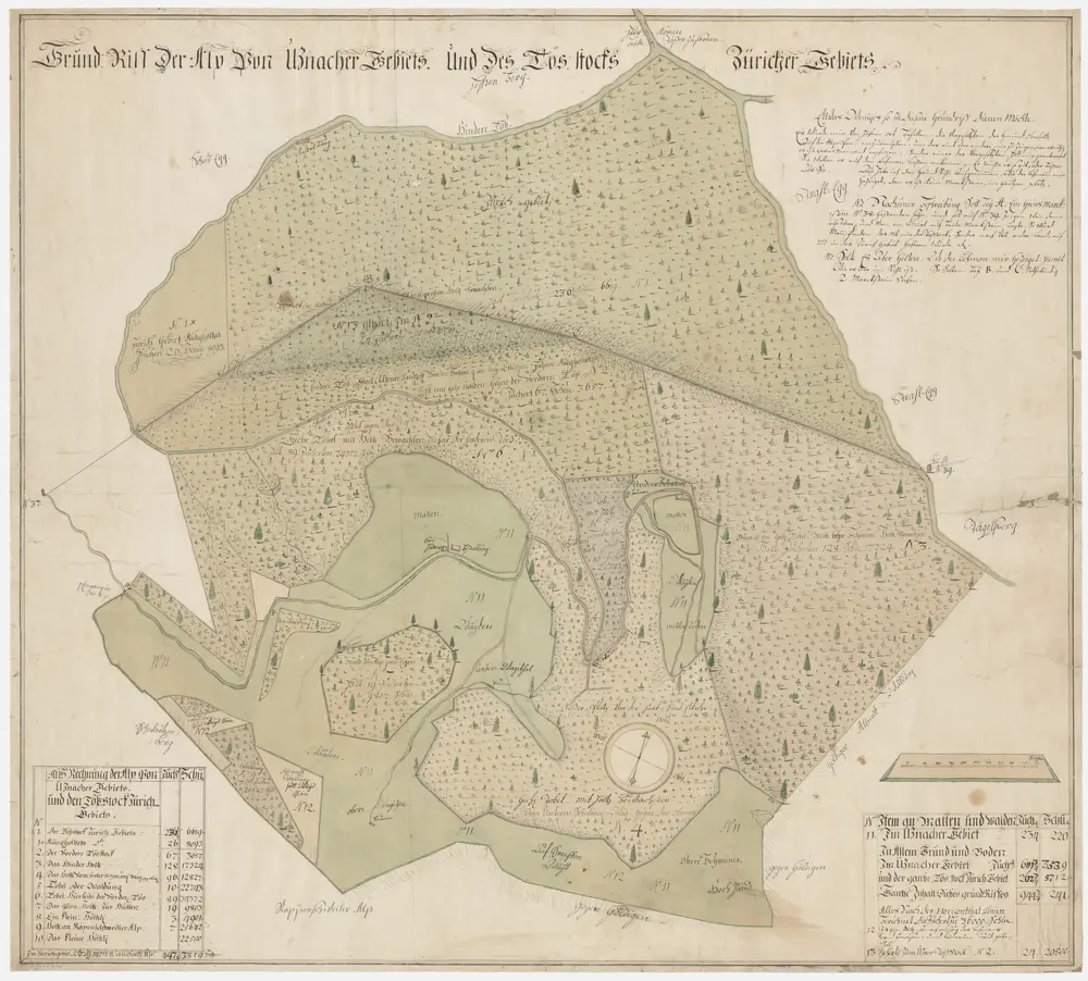 Grenze zwischen der Landvogtei Grüningen und der Grafschaft Uznach beim Tössstock und der Boalp (ältere Schreibweise: Poo-Alp) von der Wolfsgrube bis zum Dägelsberg; Grundriss