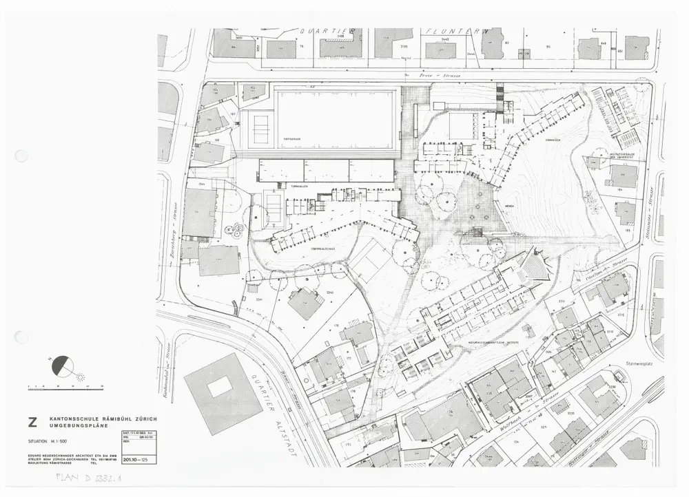 Kantonsschule Rämibühl: Ansichten, Grundrisse und Schnitte: Situationsplan