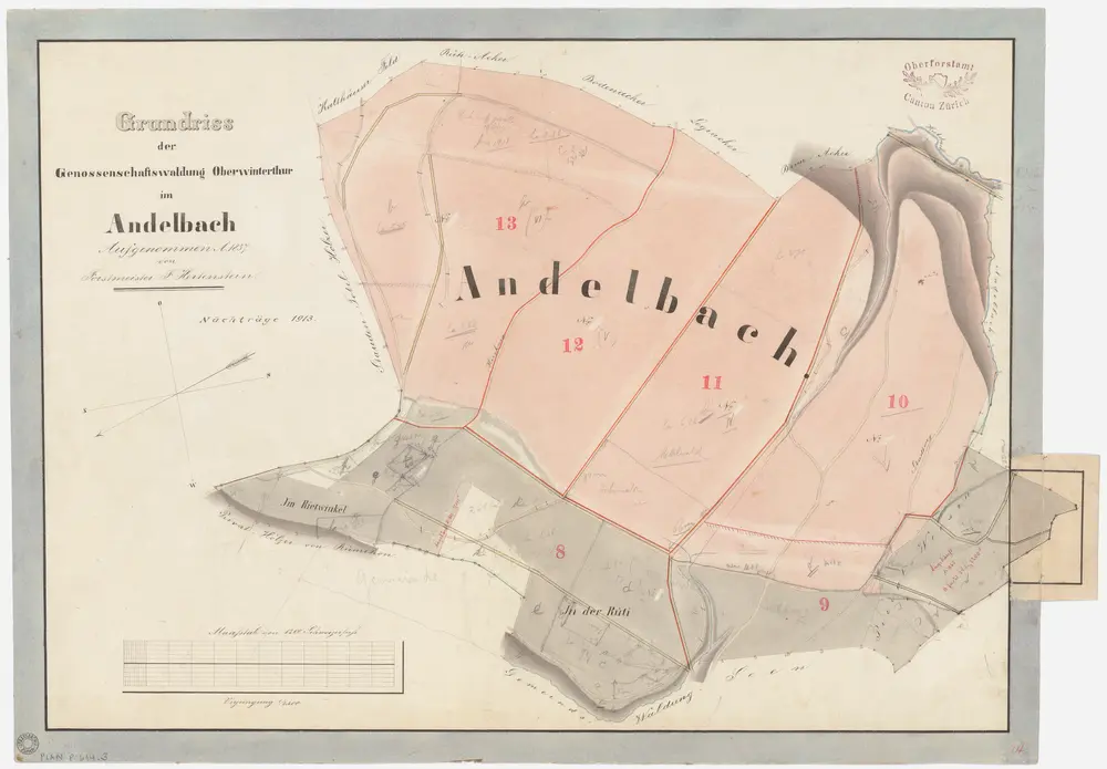 Oberwinterthur: Staats-, Gemeinde- und Genossenschaftswaldungen: Genossenschaftswaldung Oberwinterthur im Andelbach; Grundriss