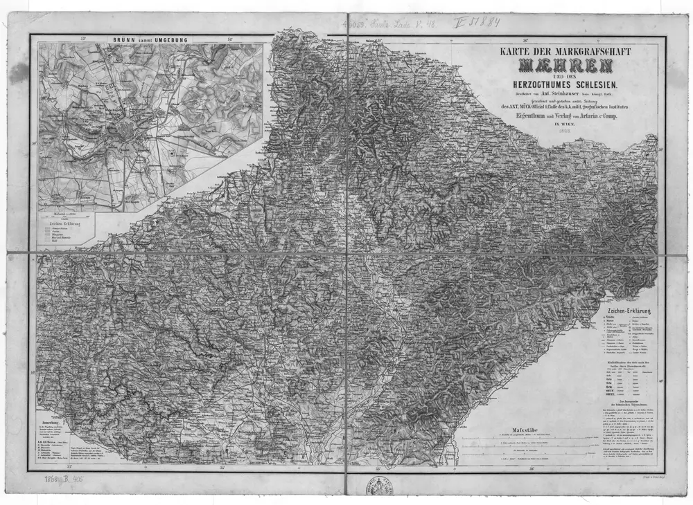 Karte der Markgrafschaft Maehren und des Herzogthumes Schlesien