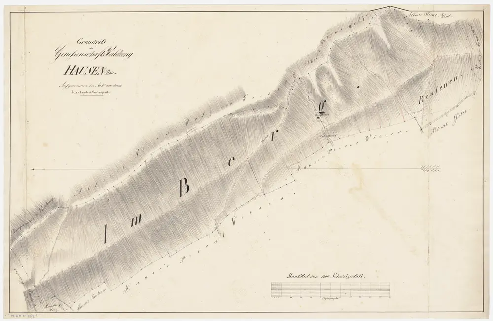 Hausen am Albis: Genossenschaftswaldungen Hausen, Heisch und Ebertswil: Genossenschaftswaldung Hausen mit Huserberg ("Im Berg"); Grundriss