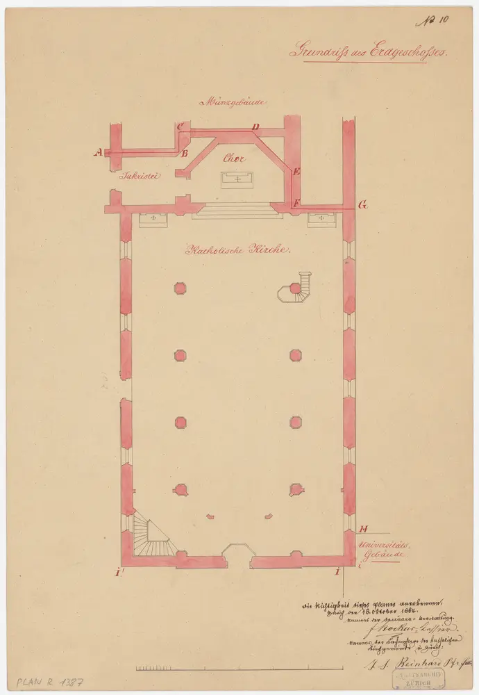 Zürich: Augustinerkirche, Erdgeschoss; Grundriss (Nr. 10)