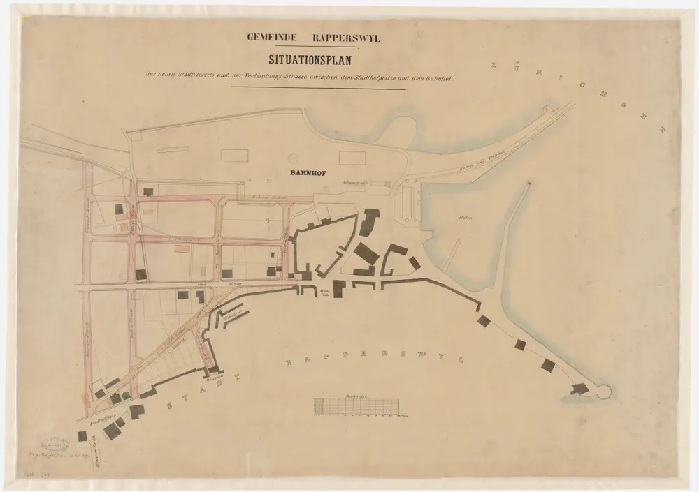 Rapperswil SG: Neues Stadtviertel mit Verbindungsstrasse zwischen Stadthof- und Bahnhofplatz; Situationsplan