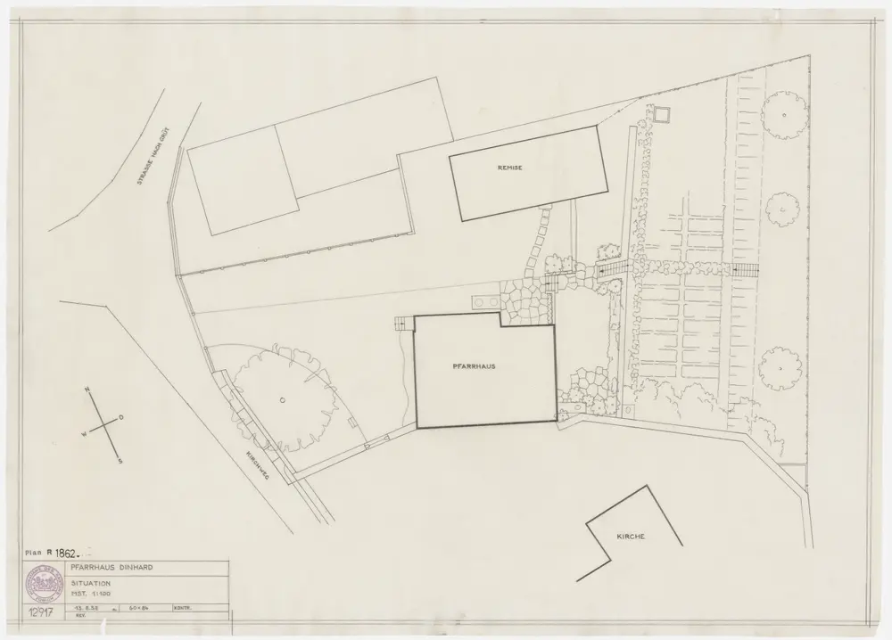 Dinhard: Pfarrhaus und Umgebung; Grundriss