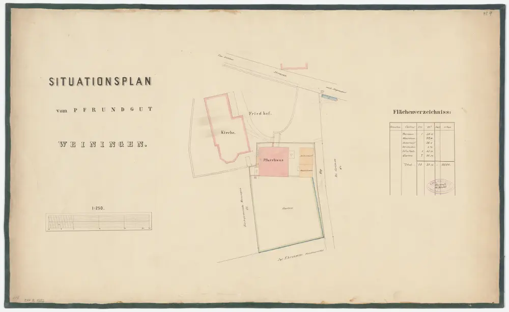 Weiningen: Pfrundgut mit Kirche, Pfarrhaus und Umgebung; Grundriss (Nr. 9)