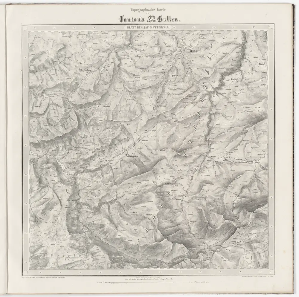 Topographische Karte des Kantons St. Gallen mit Einschluss des Kantons Appenzell (Eschmann-Karte): Blatt Herisau - St. Peterzell