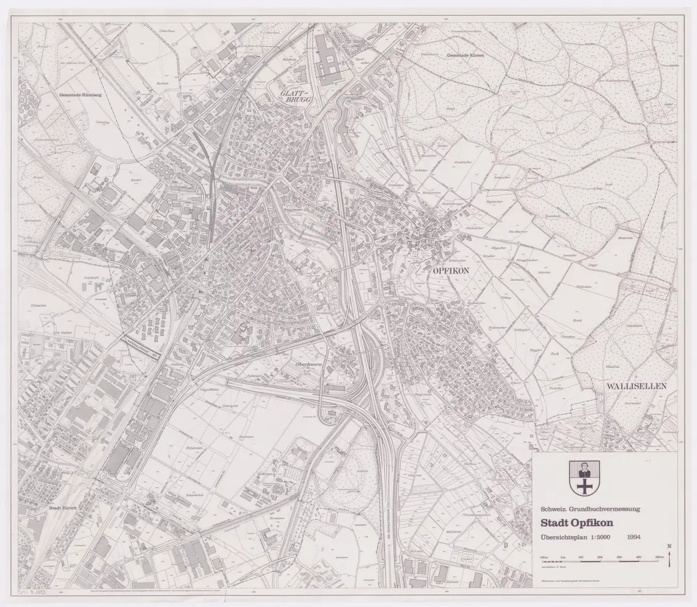 Opfikon: Gemeinde; Übersichtsplan (Schweizerische Grundbuchvermessung)