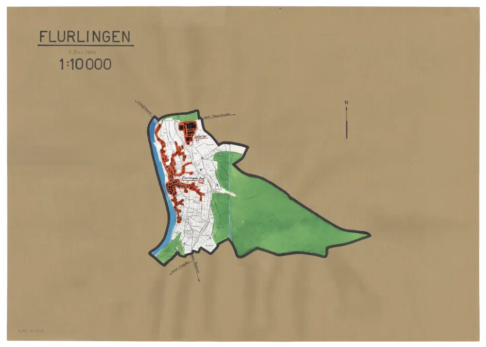 Flurlingen: Definition der Siedlungen für die eidgenössische Volkszählung am 01.12.1950; Siedlungskarte