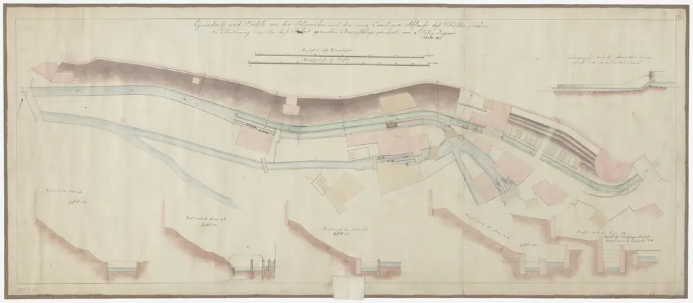 Zürich: Sihlkanäle und neue Ableitung des Fröschengrabens; Grundriss, Querprofile und Längsprofil (Zürichsee-Abfluss Nr. 5)