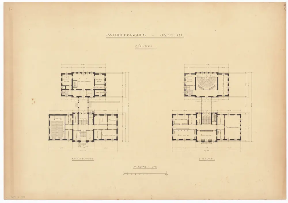 Pathologisches Institut: Erdgeschoss und 1. Stock; Grundrisse (Nr. 82)