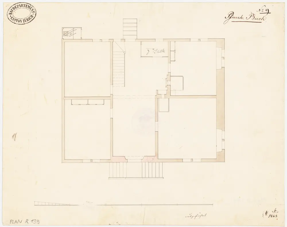 Buch am Irchel: Pfarrhaus, Erdgeschoss; Grundriss (Nr. 9)