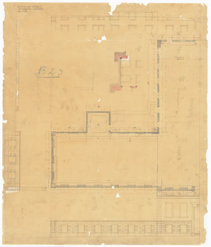 Gebäranstalt, Hauptgebäude: Erdgeschoss; Schichtenplan; Grundriss