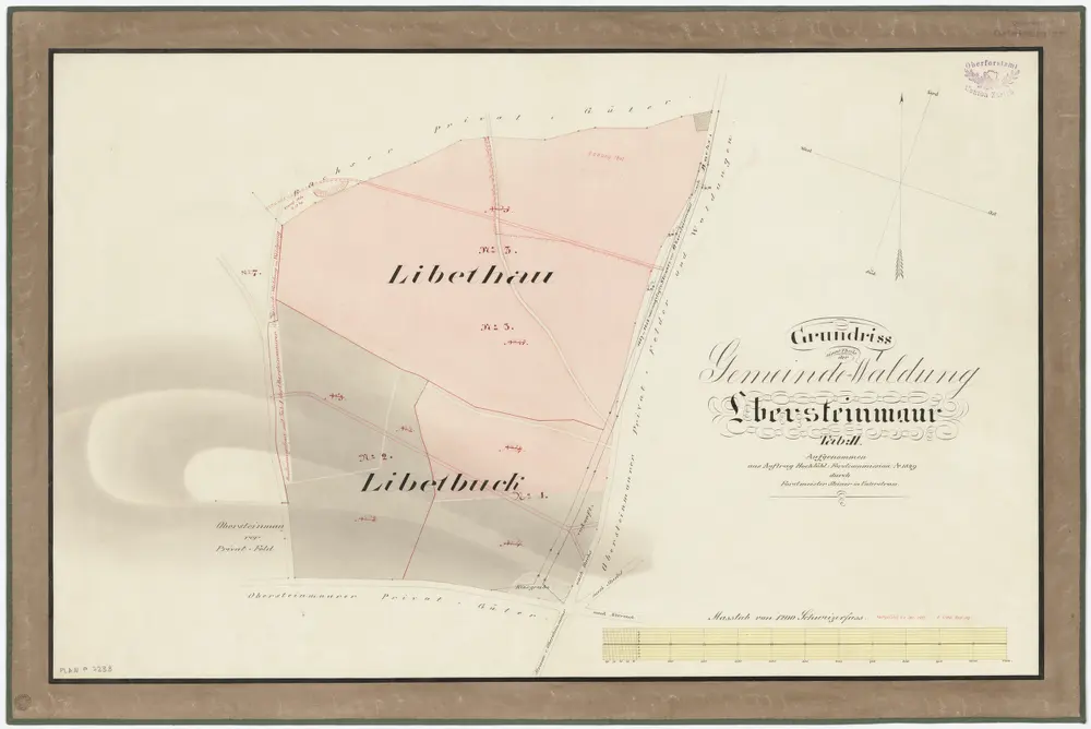 Steinmaur: Gemeinde- und Genossenschaftswaldungen: Obersteinmaurer Gemeindewaldungen Libethau, Libetbuck; Grundriss (Tab. II)