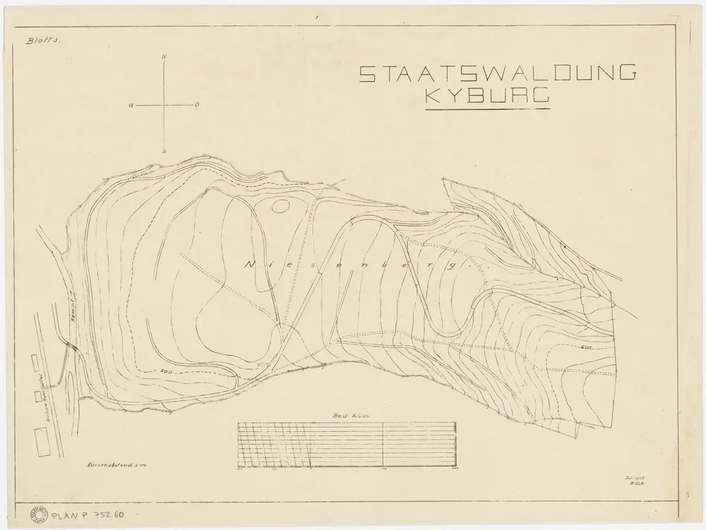 Kyburg, Töss, Illnau-Effretikon (damals Illnau), Schlatt: Staatswaldung: Töss: Niesenberg; Grundriss (Blatt 3)