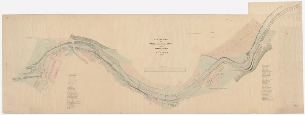 Töss, Wülflingen: Vom unteren Wehr in Töss bis unterhalb der Trotte in Wülflingen, Tösskorrektion; Situationsplan (Töss-Gebiet Nr. 26 a bzw. I. Blatt)