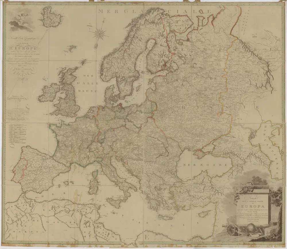 Neueste Post und General Karte von Europa mit der neuesten Länder Abtheilung des letzten Friedens Tractate