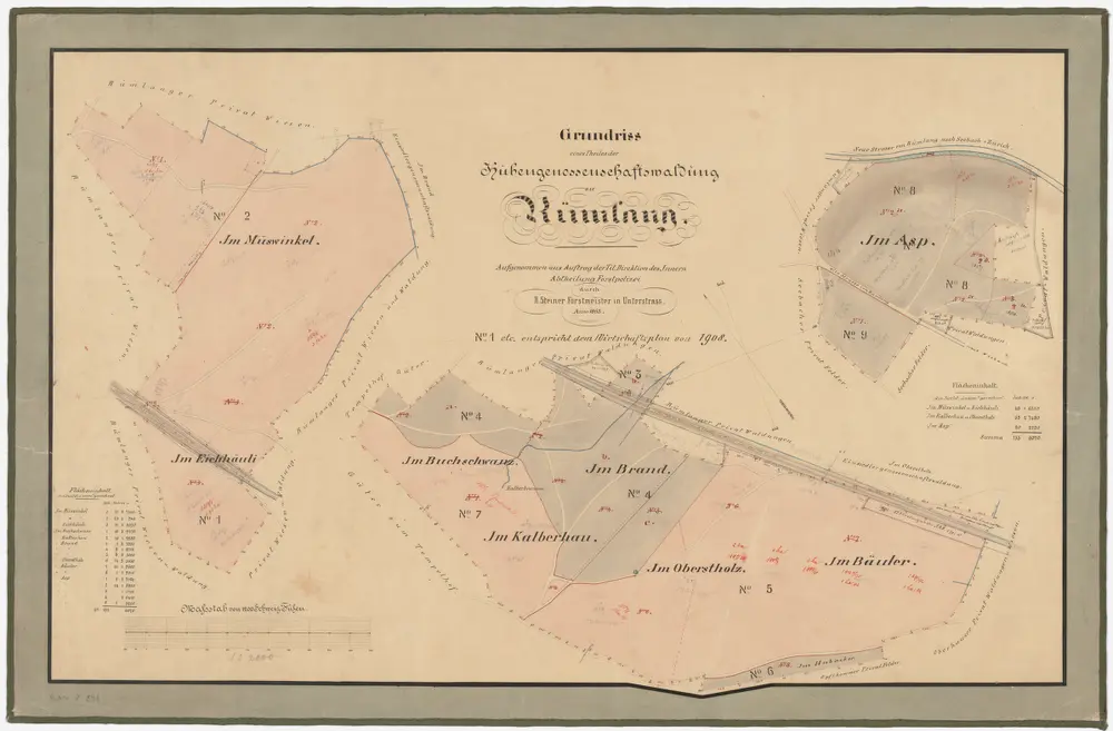 Rümlang: Hubengenossenschaftswaldungen Müswinkel, Eichhäuli, Buchschwanz, Kalberhau, Brand, Oberstholz, Bäuler, Asp; Grundrisse