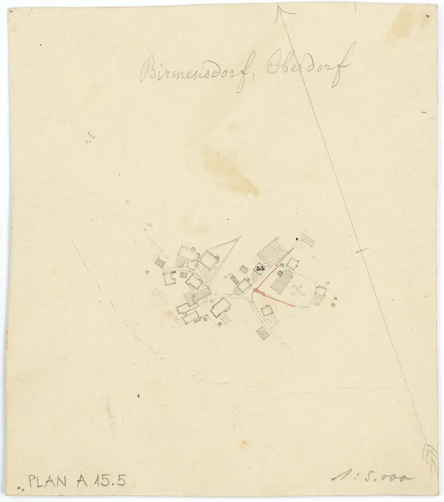 Vorlagen für die Topographische Karte des Kantons Zürich (Wild-Karte): Bezirk Zürich: Ortsplan: Birmensdorf Oberdorf