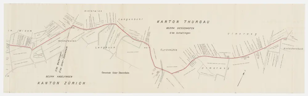 Grenze zwischen den Kantonen Zürich und Thurgau bei Unterstammheim; Grundriss (Nr. 132-134)