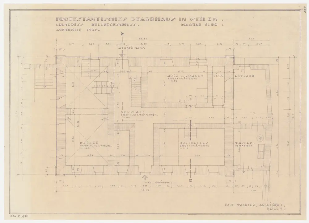 Meilen: Pfarrhaus, Keller; Grundriss (Nr. 4)