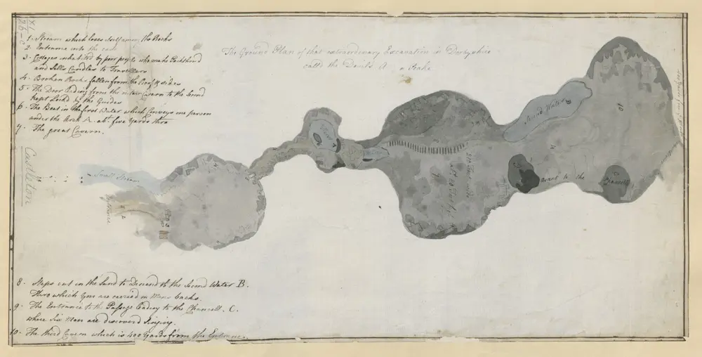 The Ground Plan of that extraordinary Excavation in Derbyshire calld the Devil's. A or Peake.