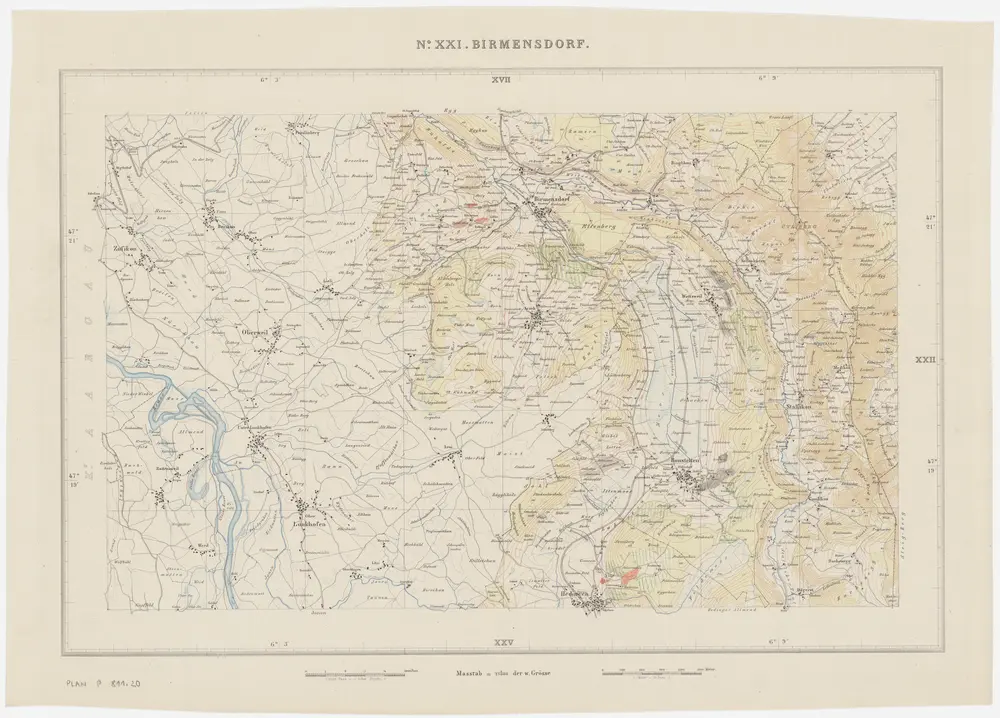 Kanton Zürich: Waldungen, Rebberge und Rodungen um die Mitte des 17. Jahrhunderts: Blatt XXI: Birmensdorf