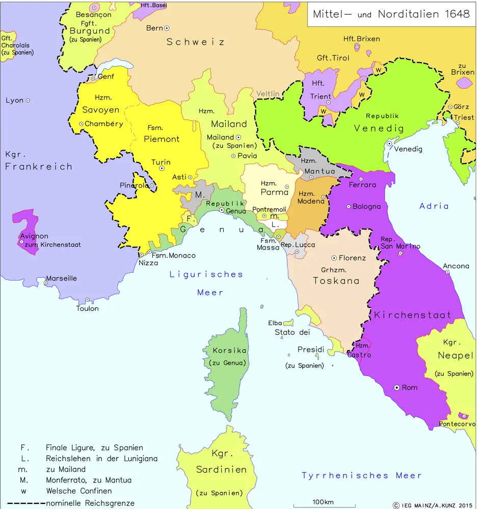 Mittel- und Norditalien 1648