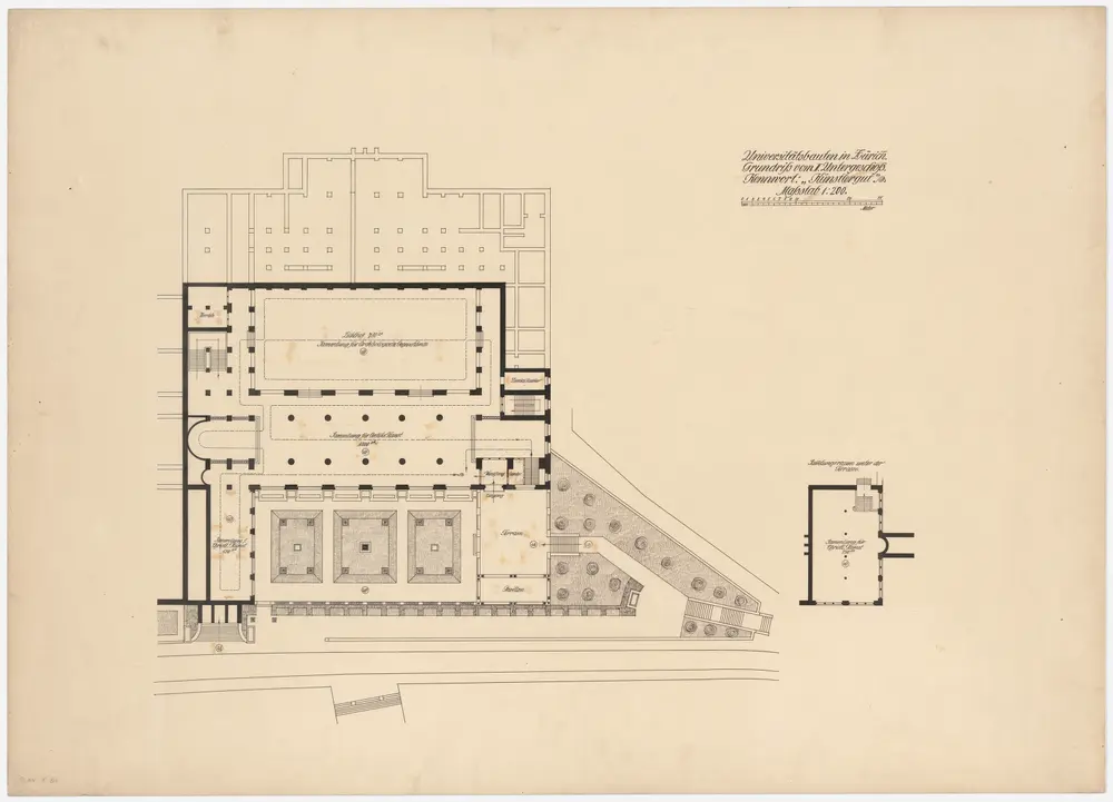 Zürich: Neubau der Universität; Projekt Künstlergut; 2. Untergeschoss; Grundriss