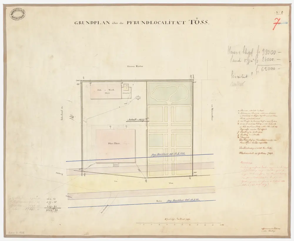 Töss: Pfrundlokalität mit Pfarrhaus und Umgebung; Grundriss (Nr. 7)