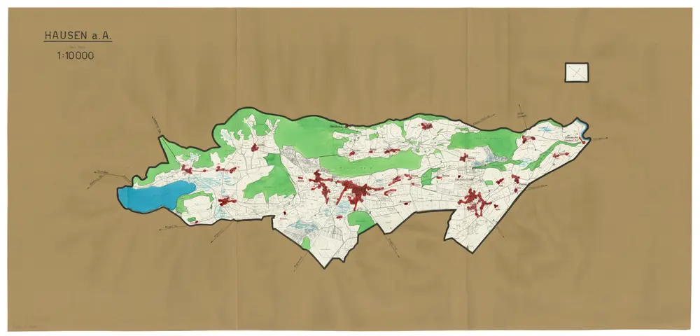 Hausen am Albis: Definition der Siedlungen für die eidgenössische Volkszählung am 01.12.1950; Siedlungskarte