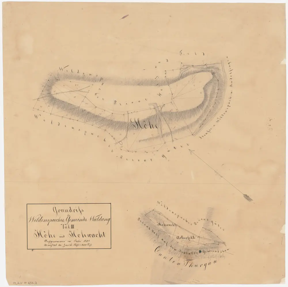 Trüllikon: Gemeindewaldung Wildensbuch: Höhi (Höhe), Hochwacht (Hohwacht); Grundrisse (Tab. III)