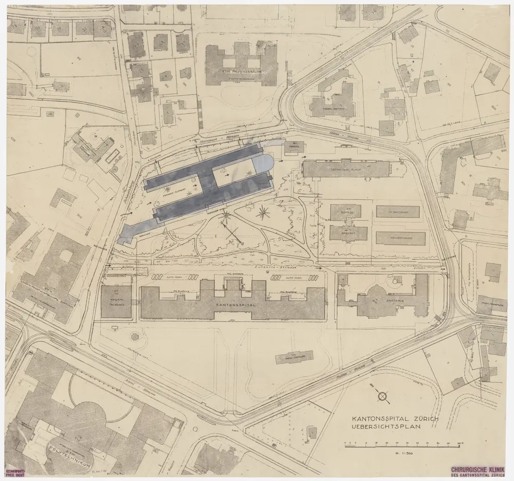 Zürich: Kantonsspital, Chirurgische Klinik; Projekt Freie Sicht; Situationsplan