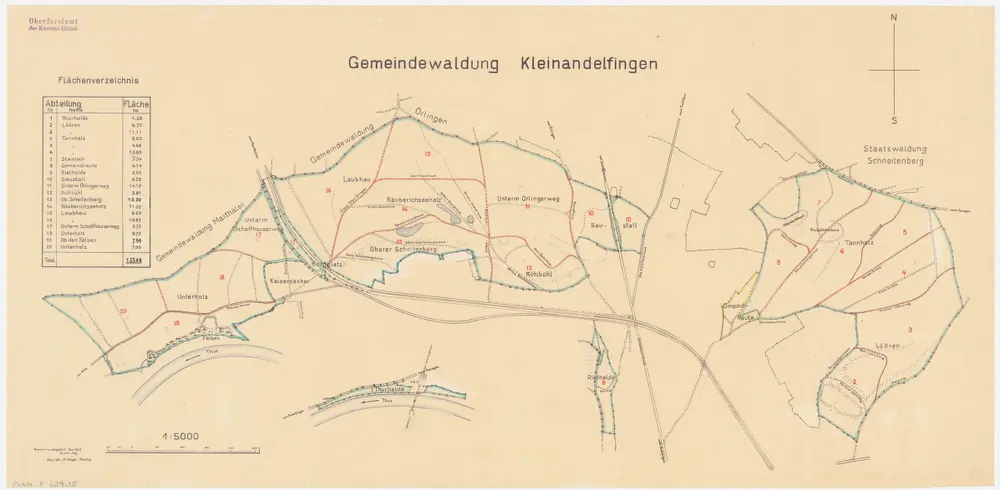 Kleinandelfingen: Gemeindewaldung: Untere Waldung, Obere Waldung; Grundriss