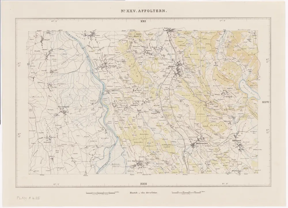 Topographische Karte des Kantons Zürich (Wild-Karte): Blatt XXV: Affoltern am Albis