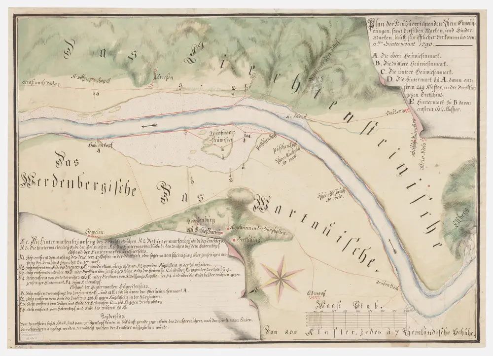 Wartau SG, Sevelen SG: Rhein zwischen Wartauer, Werdenberger und liechtensteinischem Gebiet, insbesondere projektierte Wuhre; Grundriss