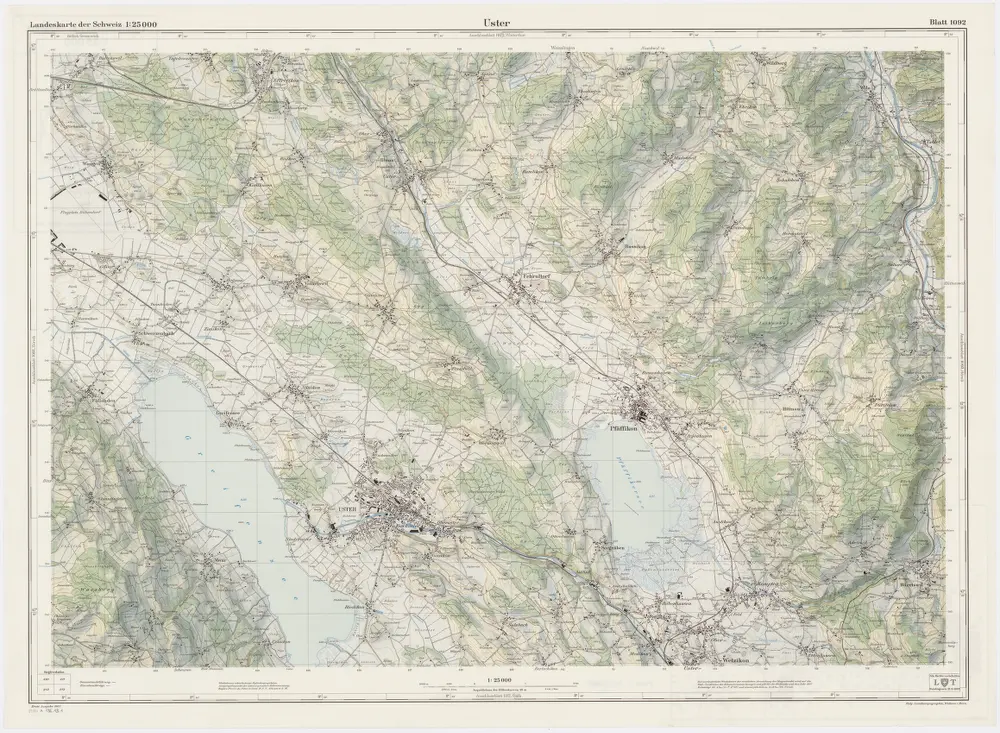 Landeskarte der Schweiz 1 : 25000: Den Kanton Zürich betreffende Blätter: Blatt 1092: Uster