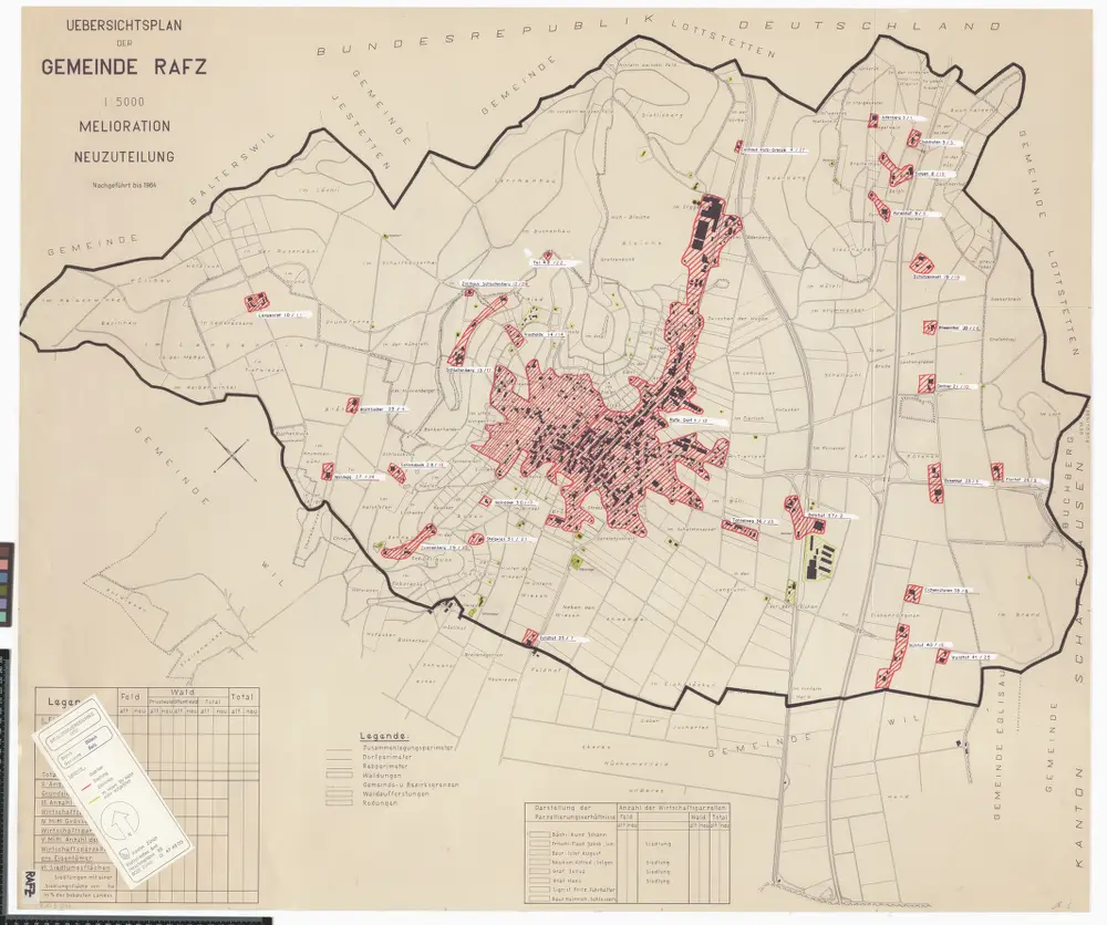 Rafz: Definition der Siedlungen für die eidgenössische Volkszählung am 01.12.1970; Siedlungskarte