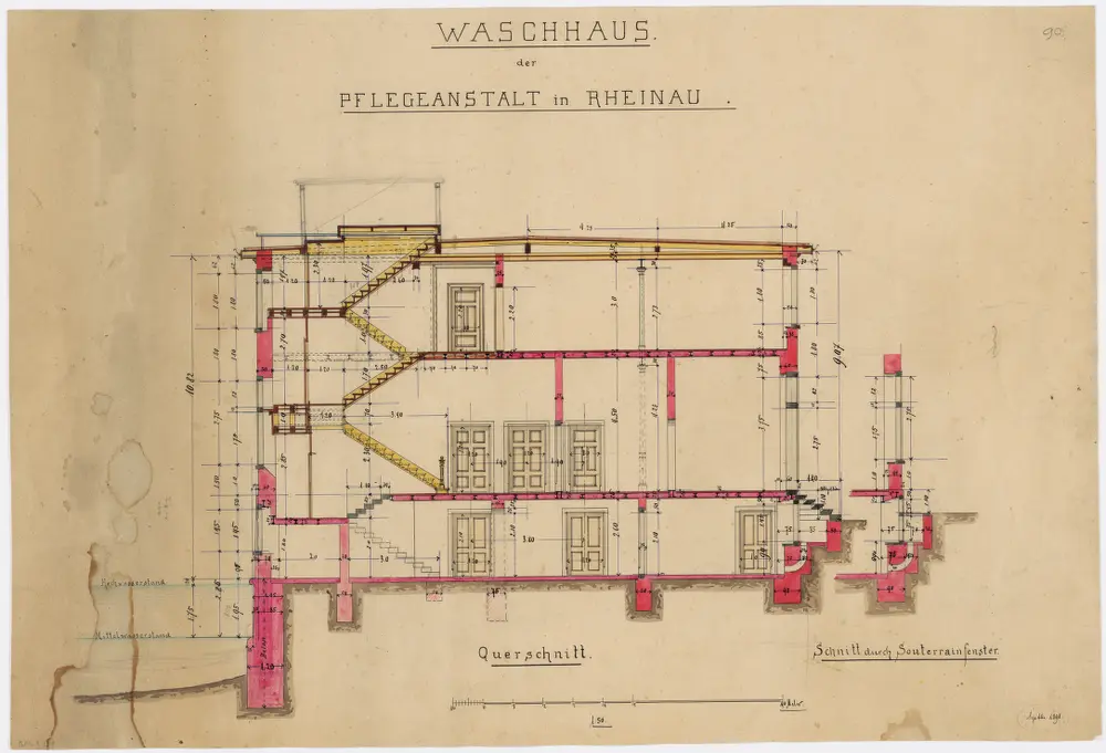 Pflegeanstalt Rheinau: Waschhaus; Querschnitt