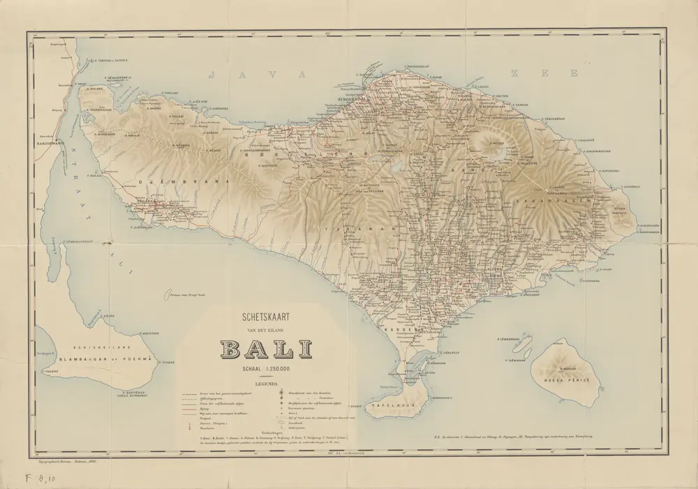 Schetskaart van het Eiland Bali / Topographisch Bureau