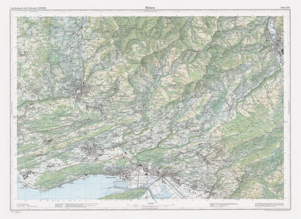 Landeskarte der Schweiz 1 : 25000: Den Kanton Zürich betreffende Blätter: Blatt 1113: Ricken SG