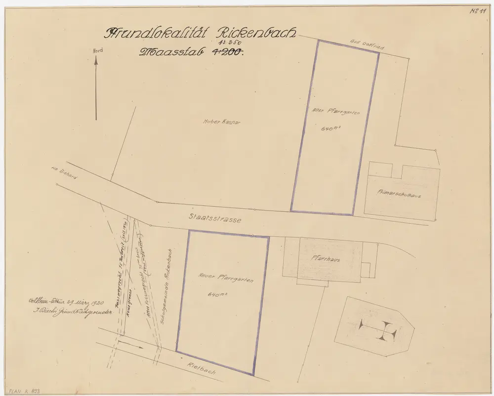 Rickenbach: Pfrundlokalität mit Kirche, Pfarrhaus und Umgebung; Grundriss (Nr. 11)