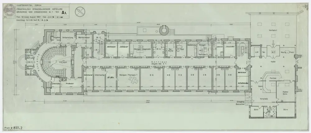 Zürich: Kantonsspital, Frauenklinik, Gynäkologische Abteilung; Grundrisse: Erdgeschoss