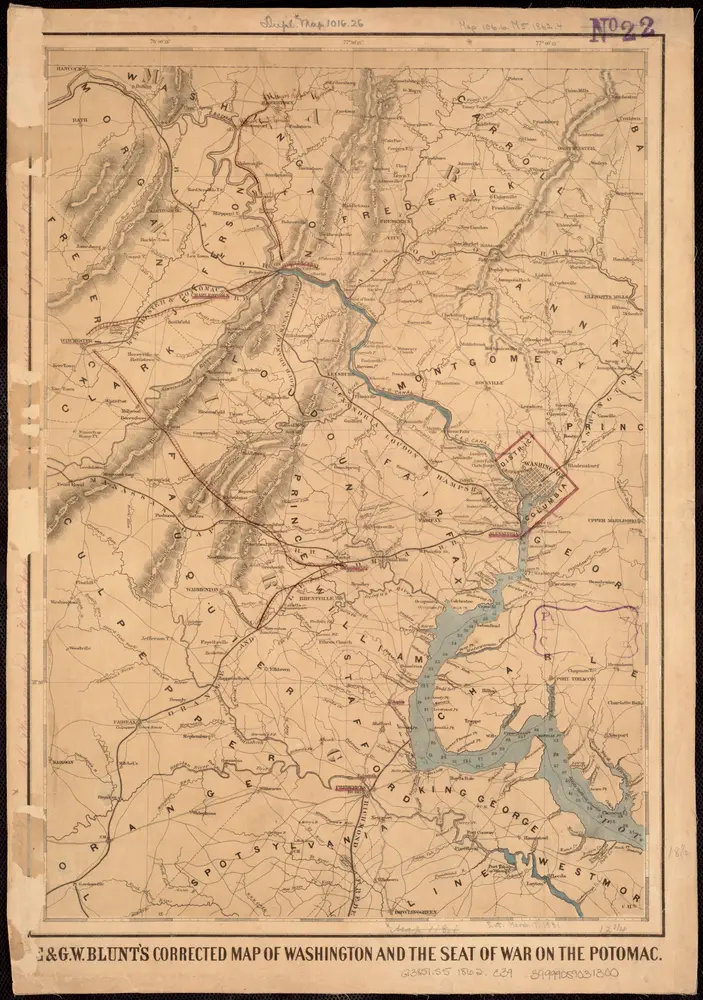 E. & G.W. Blunt's corrected map of Washington and the seat of war on the Potomac